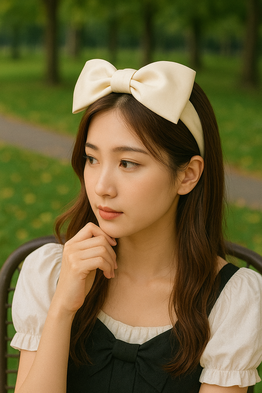 Satin Bow Headband Set