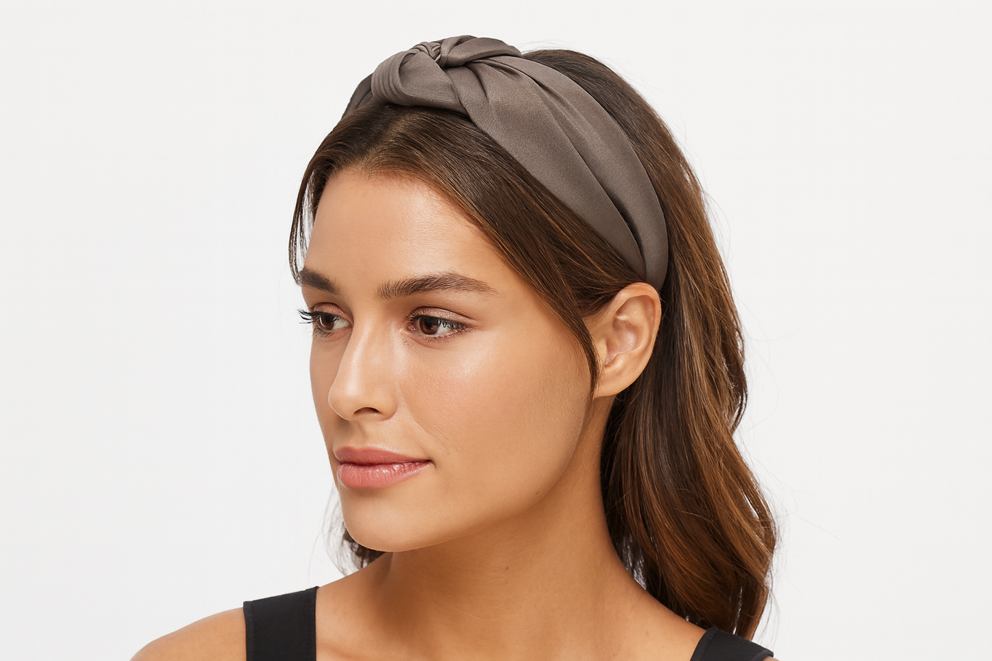 Model wearing twisted headband