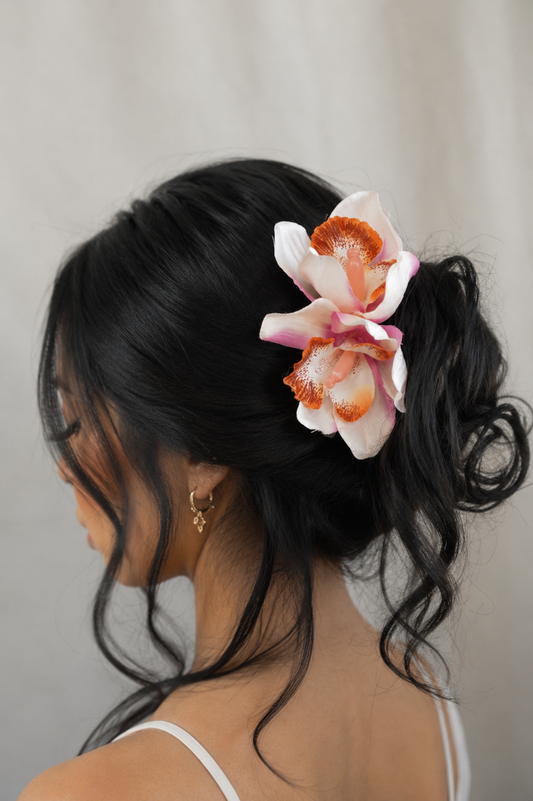 Hawaiian Orchid Flower Claw Clip