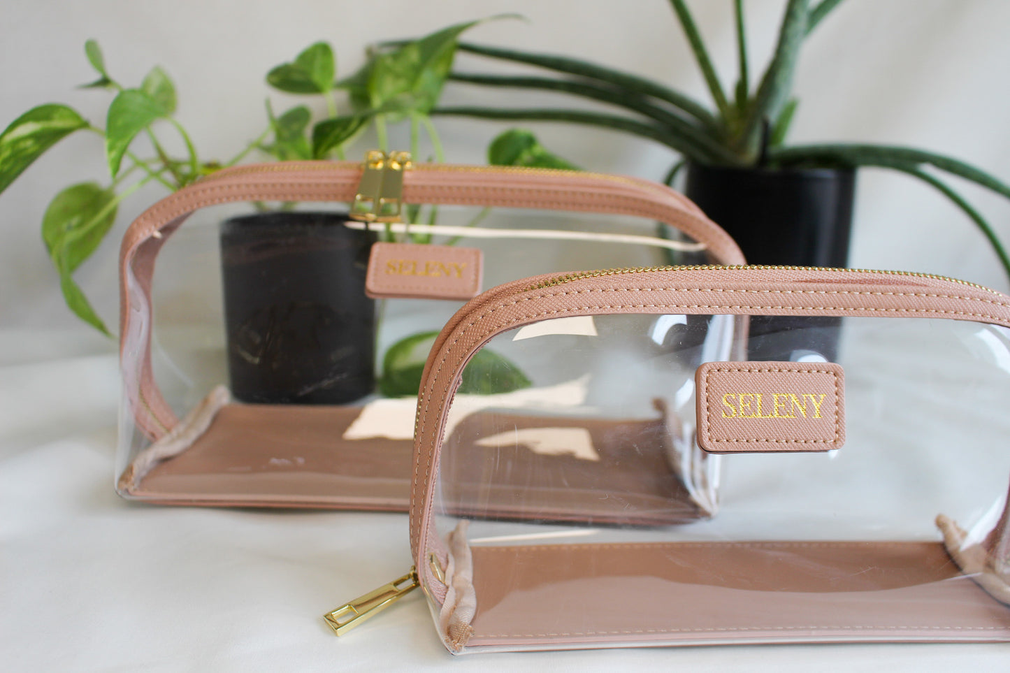 Seleny Vegan Leather Half Moon Toiletry Bag Set