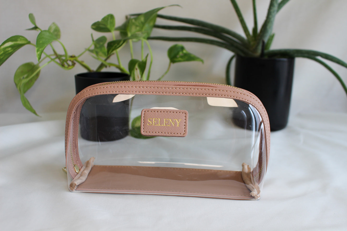 Seleny Vegan Leather Half Moon Toiletry Bag Set