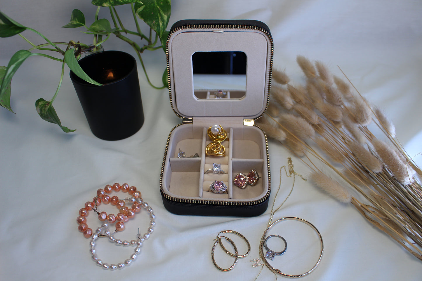 Seleny Genuine Leather Two Tier Mini Jewelry Box