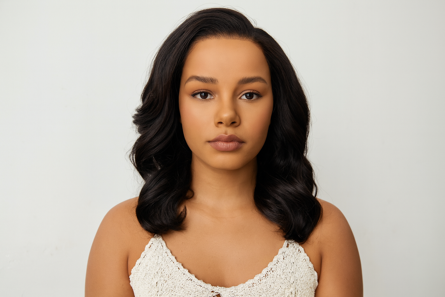 Generated image of a realistic model with wig styled for everyday wear