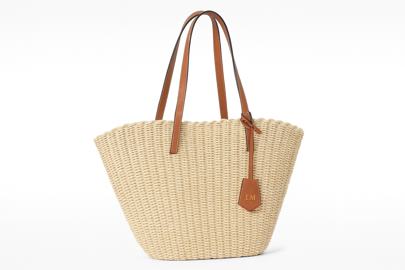 Large woven straw tote bag