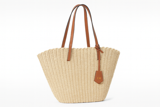 Large woven straw tote bag