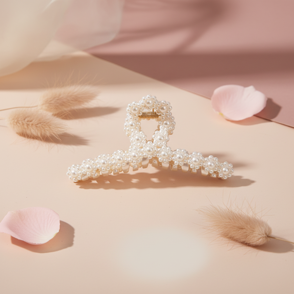 Pearl Claw Clip - Aesthetic Background